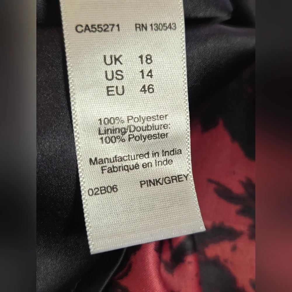Long Tall Sally Red Floral Pleated Midi Skirt US 14 Silk-Feel Hidden Zip - Picture 11 of 11